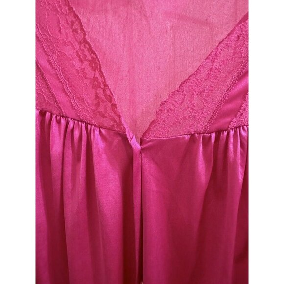 Vintage Vandemere Pink Lacy Housecoat Nightgown Robe Large Silky Liquid Mid - Picture 3 of 9